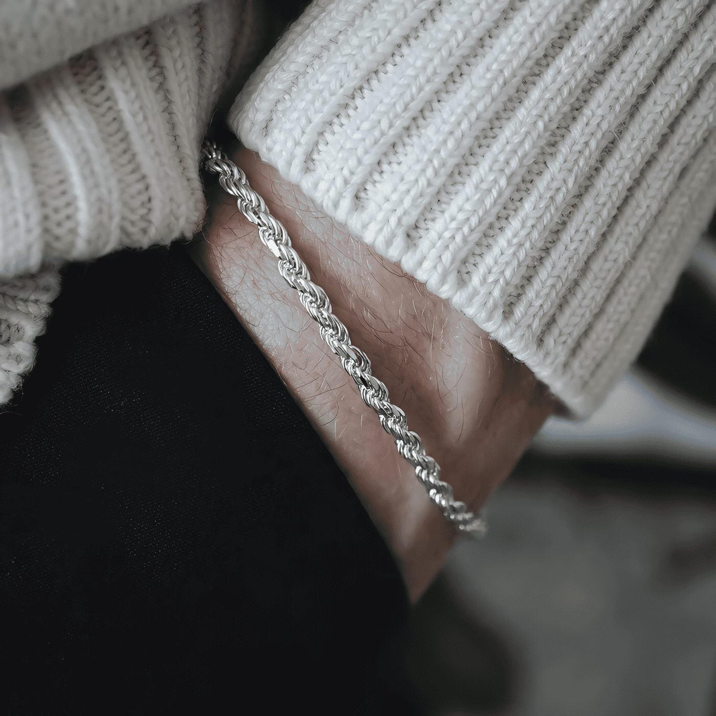 Twist Rope Band - Pure Stainless Steel